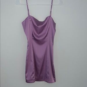Aritzia Lilac Satin Mini Dress